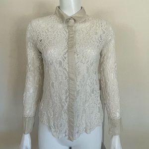 Lace button up long sleeve